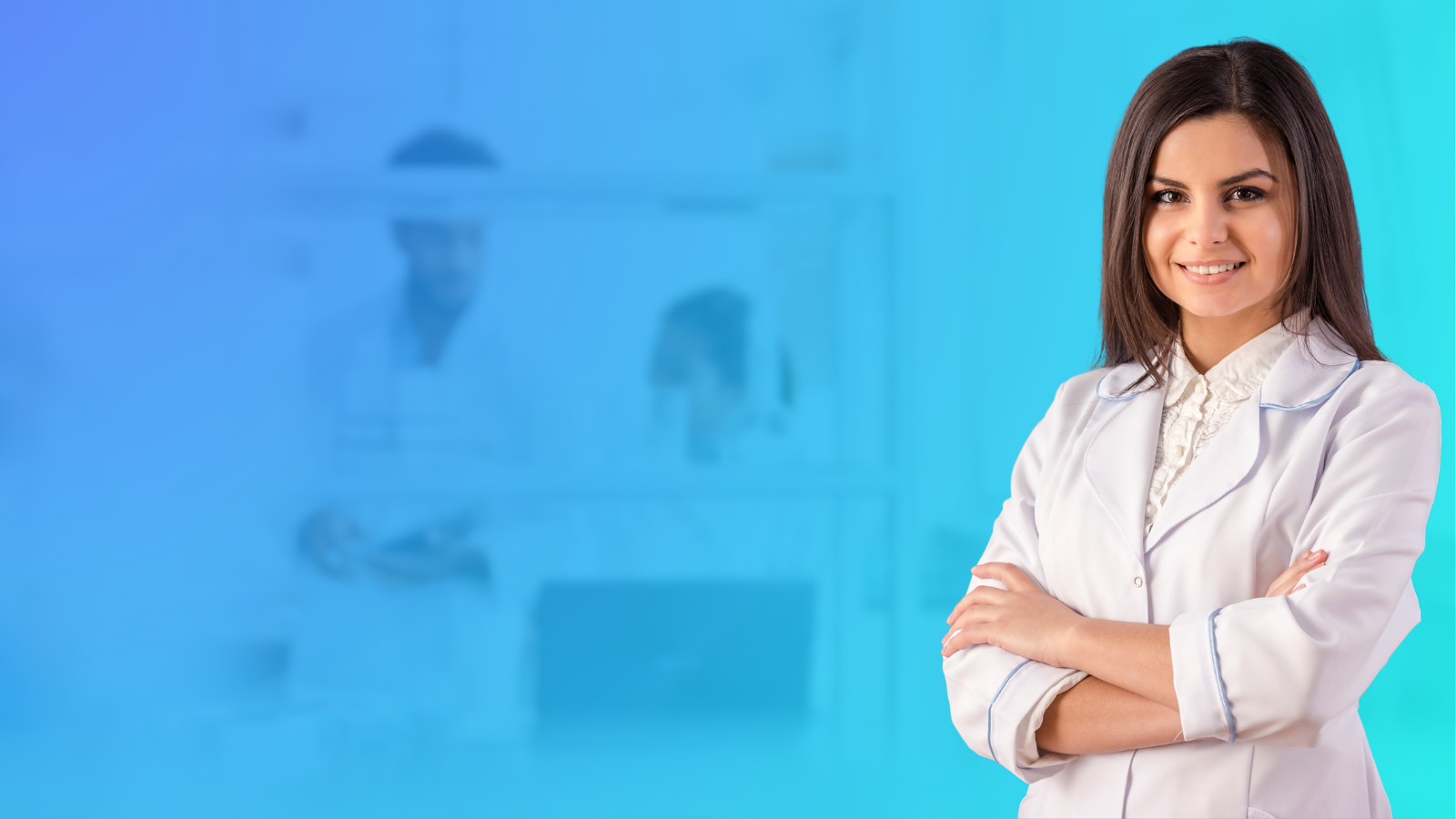 Técnica de laboratorio con fondo degradado